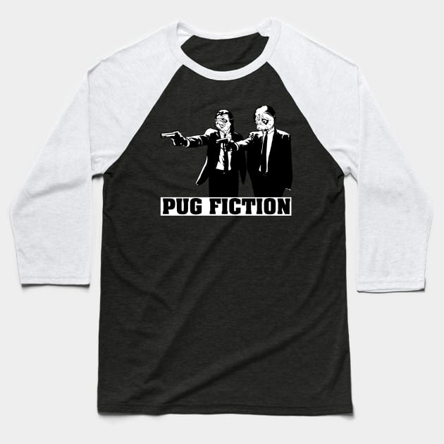 Pug Fiction Baseball T-Shirt by LukeRosenbergCreative
